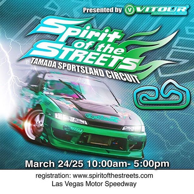 gonna be the raddest event to hit vegas in a long time. make sure to come out to Tamada Sportsland Circuit, March 24th AND 25th at Las Vegas Motor Speedway! 🏎