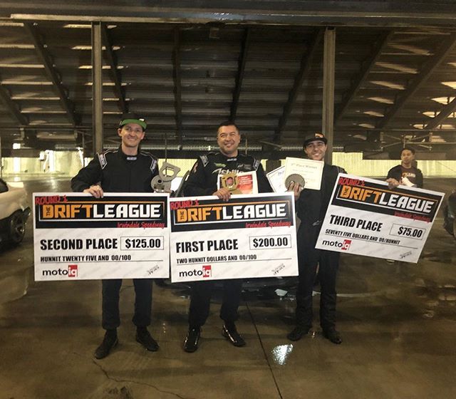 Congrats to the winners of Round 1 of @thedriftleague presented by @milestar.tires & @motoiq! 
1st: @drifter116 
2nd: @romecp 
3rd: @mason_drives 
@obpmotorsport