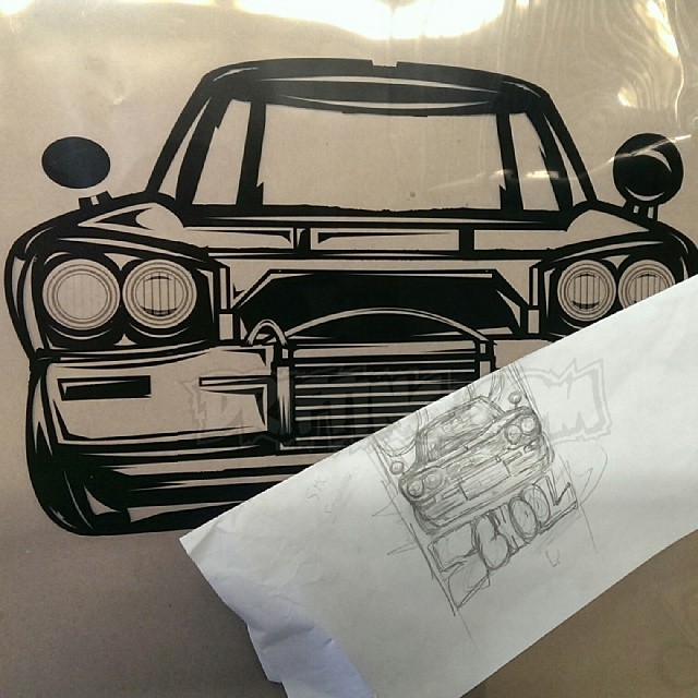 @DRIFTINGCOM Old School Design by Squish - Original Pencil Doodle to Illustration