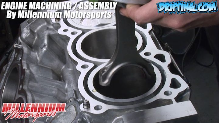 Installing Piston and Rod into the Block - 350Z Engine Rebuild - Engine Machining / Assembly by @millennium_motorsports Video by @Driftingcom Project by @nikomarkovich