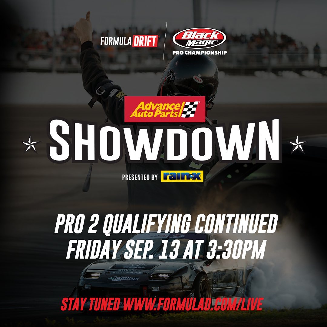 PRO2 Qualifying will continue on Friday Sept 13 at 130PM PST 330 PM CT