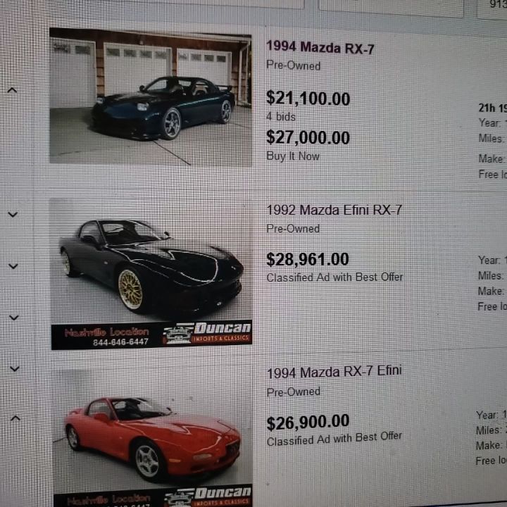 Only 3 Third Generation RX7's on Ebay .. Of the 3 only 1 is Left Hand Drive and Manual , No FD3S  Listings on Craigslist for the Los Angeles and Nearly Areas. FD3S inventory has been getting very low over the past 2 years ..