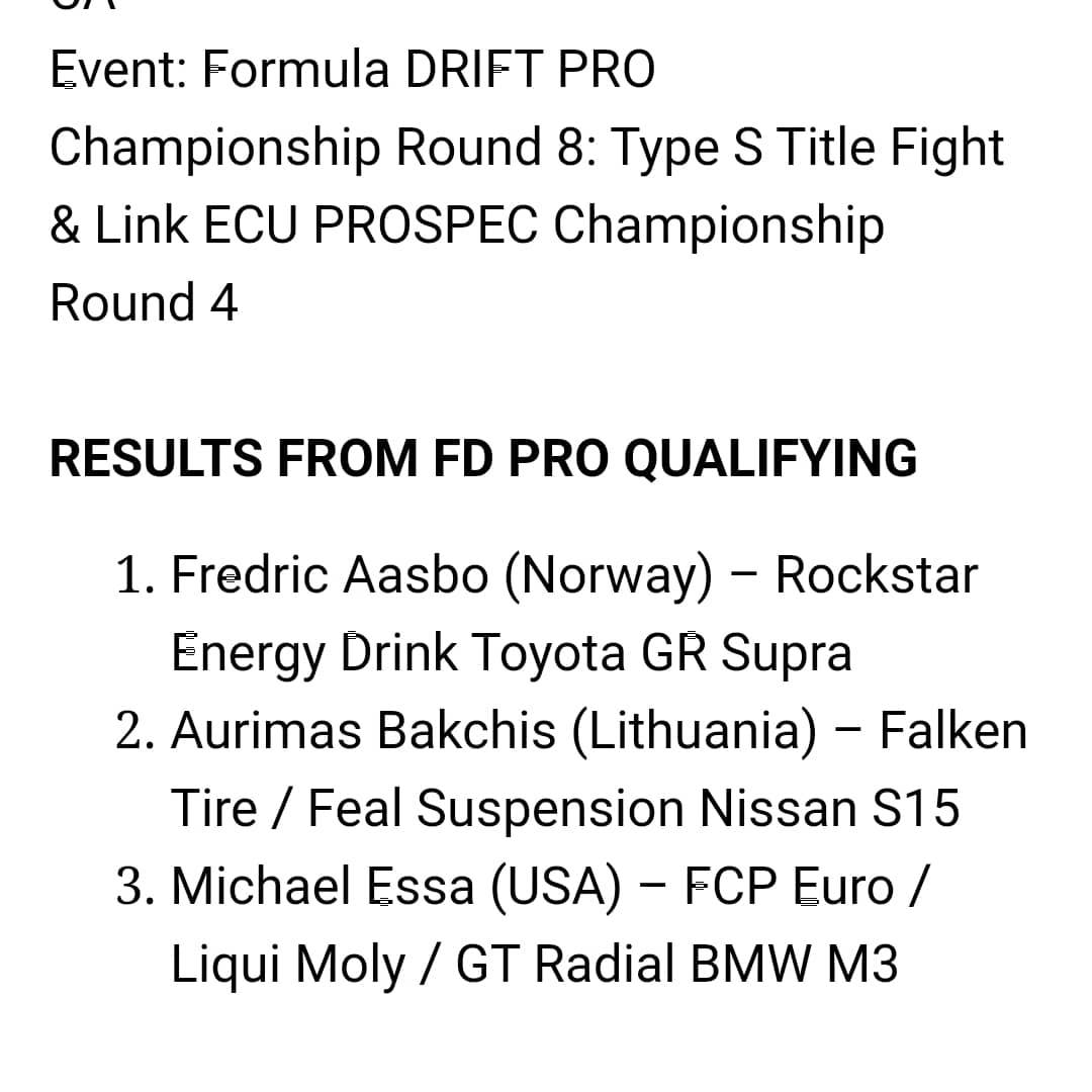 Formula Drift Irwindale 2021 Qualifying Results