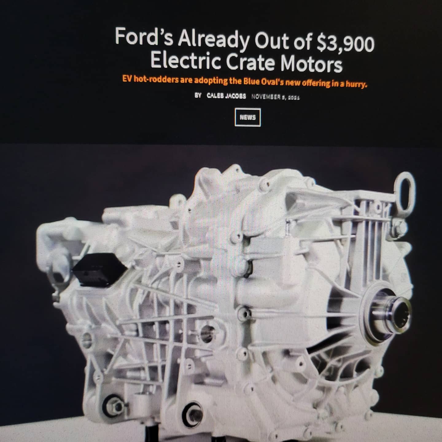 $3900 Electric Crate Motor by Ford - 281HP - Full Article on @thedrive