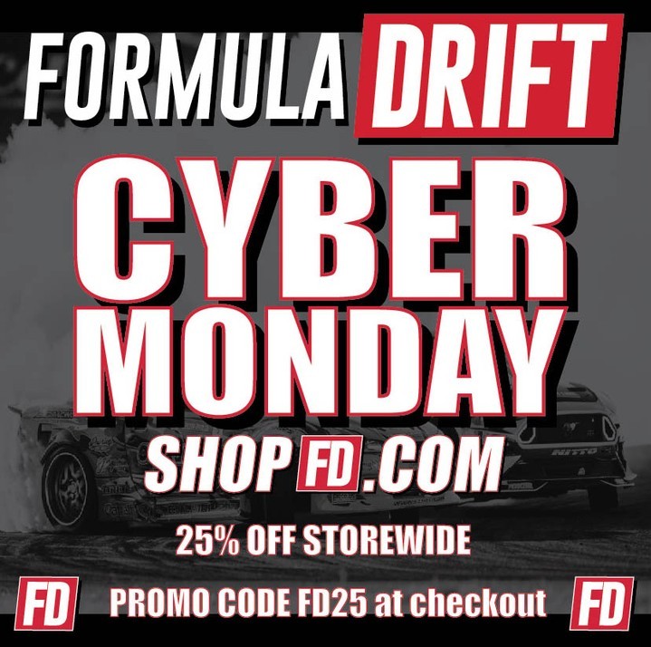 Get 25% off EVERYTHING on our site️ Shop Formula DRIFT merch and accessories 25% off through Cyber Monday with code 'FD25' 

You won’t find a better deal from us ever.
 shopfd.com (link in bio)
