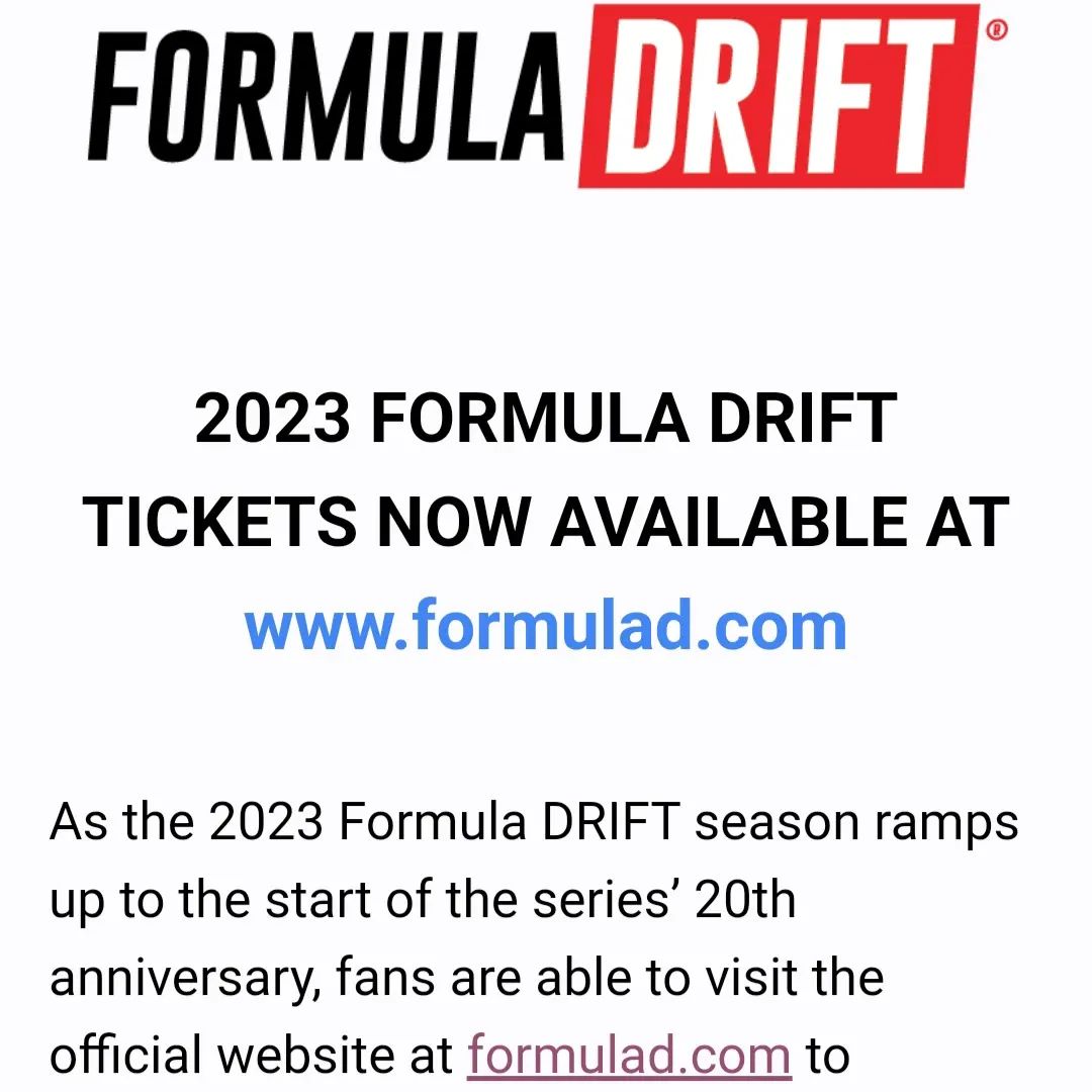 2023 FORMULA DRIFT TICKETS NOW AVAILABLE
