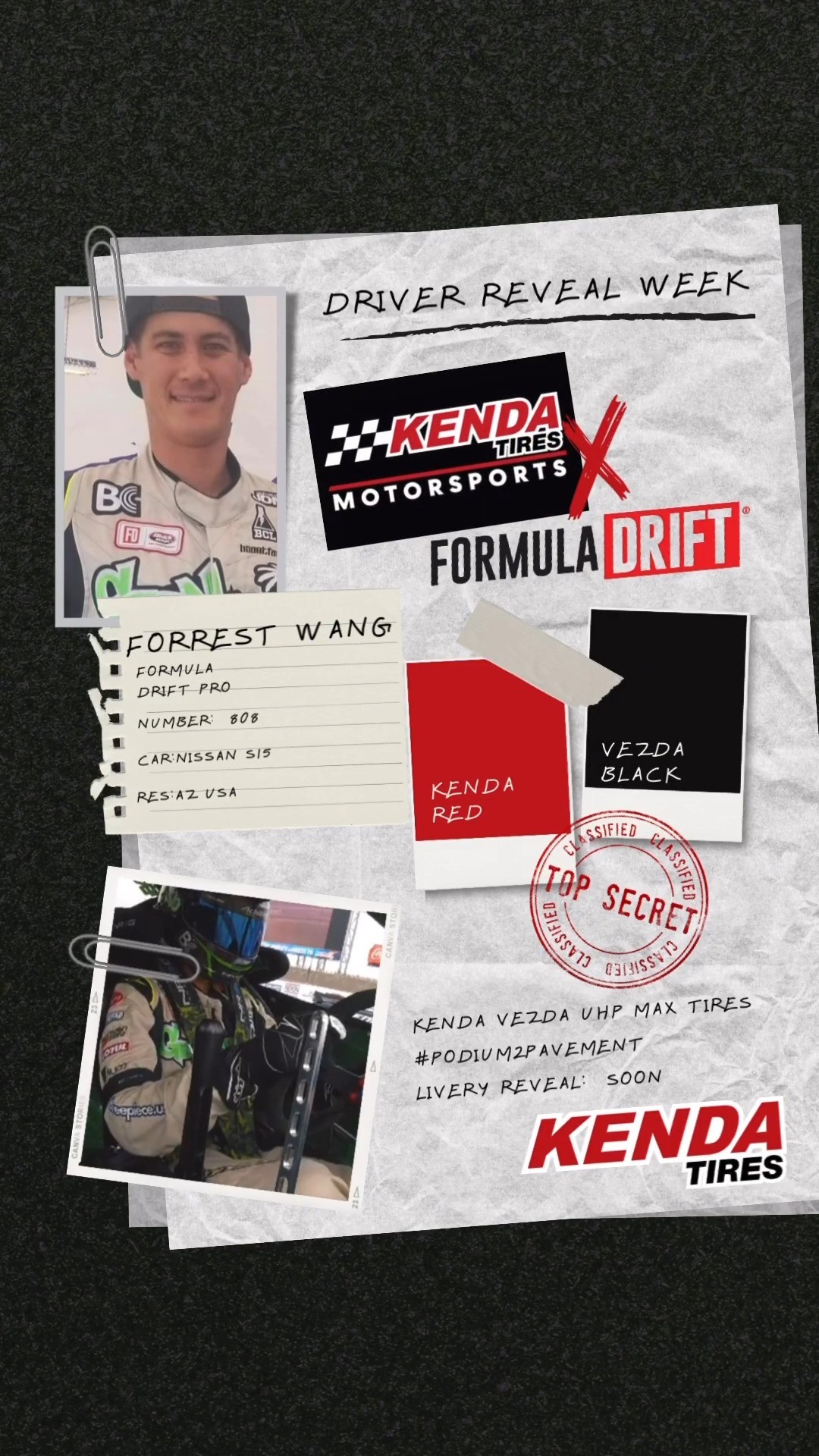 @ForrestWang808 🤝 @KendaMotorsports

Forrest Wang will join @KendaTire for his return to Formula DRIFT in 2023!  Livery reveal soon!