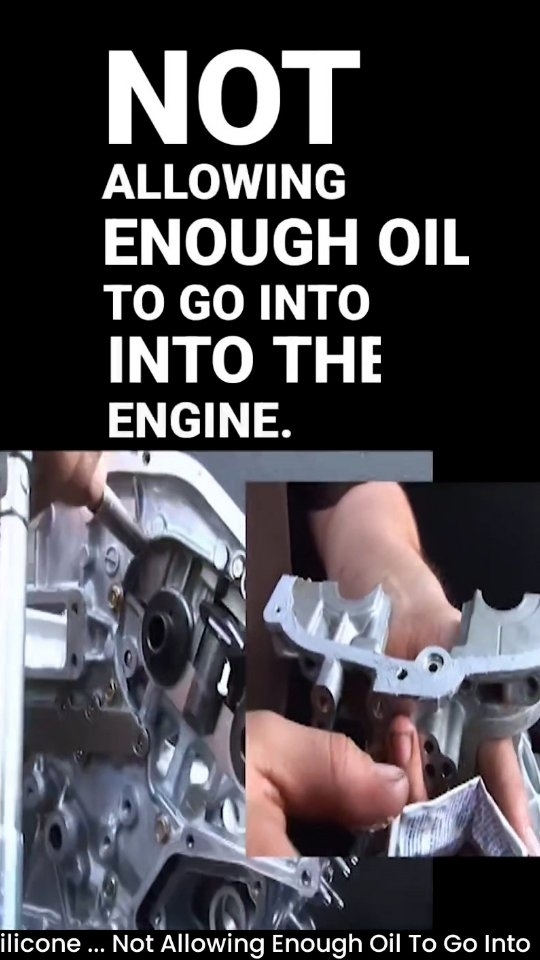 “ Silicone ... Not Allowing Enough Oil To Go Into The Engine” - Putting silicone on there's different ways in which you can do it some people do it one way versus another way the key fact is to get an adequate amount to seal but not going overboard on the amount that you use because what squeezes out can come off now externally that may not be a problem but if it squeezes to the inside and over time that comes loose that can come down into the oil pan and get stuck in the pickup screen of the oil pump and if enough of it goes in there can cause a problem with not allowing enough oil to go into the engine