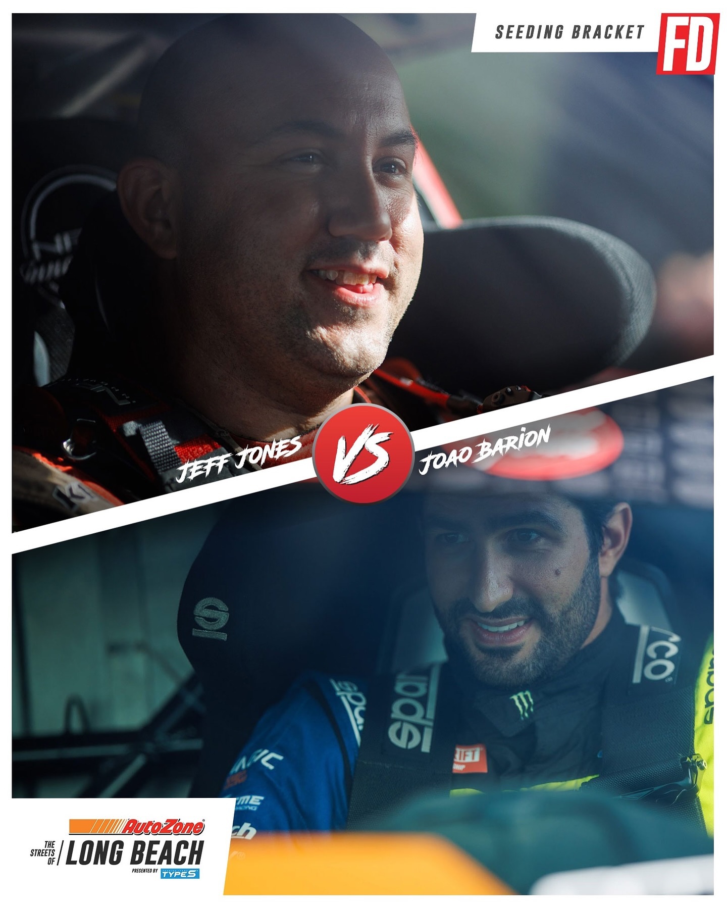 Who will advance? @JeffJonesRacing battles @JoaoBarion in the Seeding Sixteen on Friday, April 12th. 

Long Beach awaits.