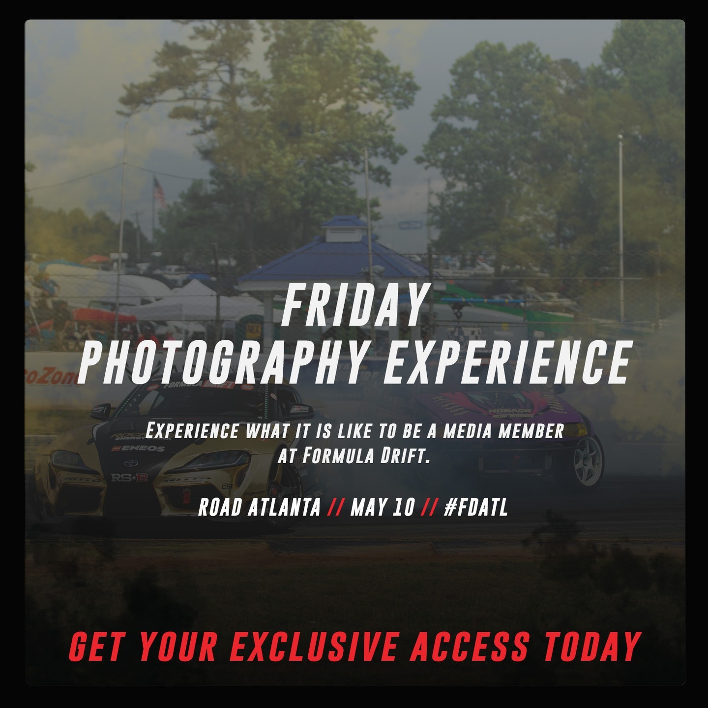 This is your Get the VIP treatment with the Photography Experience, Track Walk, Front Line Autographs, and the Fan Pack.

Fan Experience Add-Ons available now with your Atlanta tickets. (link in bio)