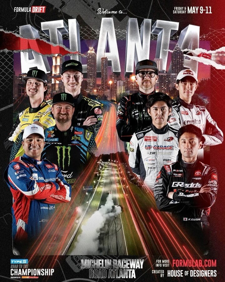 ONE WEEK AWAY. 🤩

Formula DRIFT takes over ATLANTA for the @TypeSAuto Road to the Championship Presented by @AutoZone on May 9 - 11. Tickets link in bio.