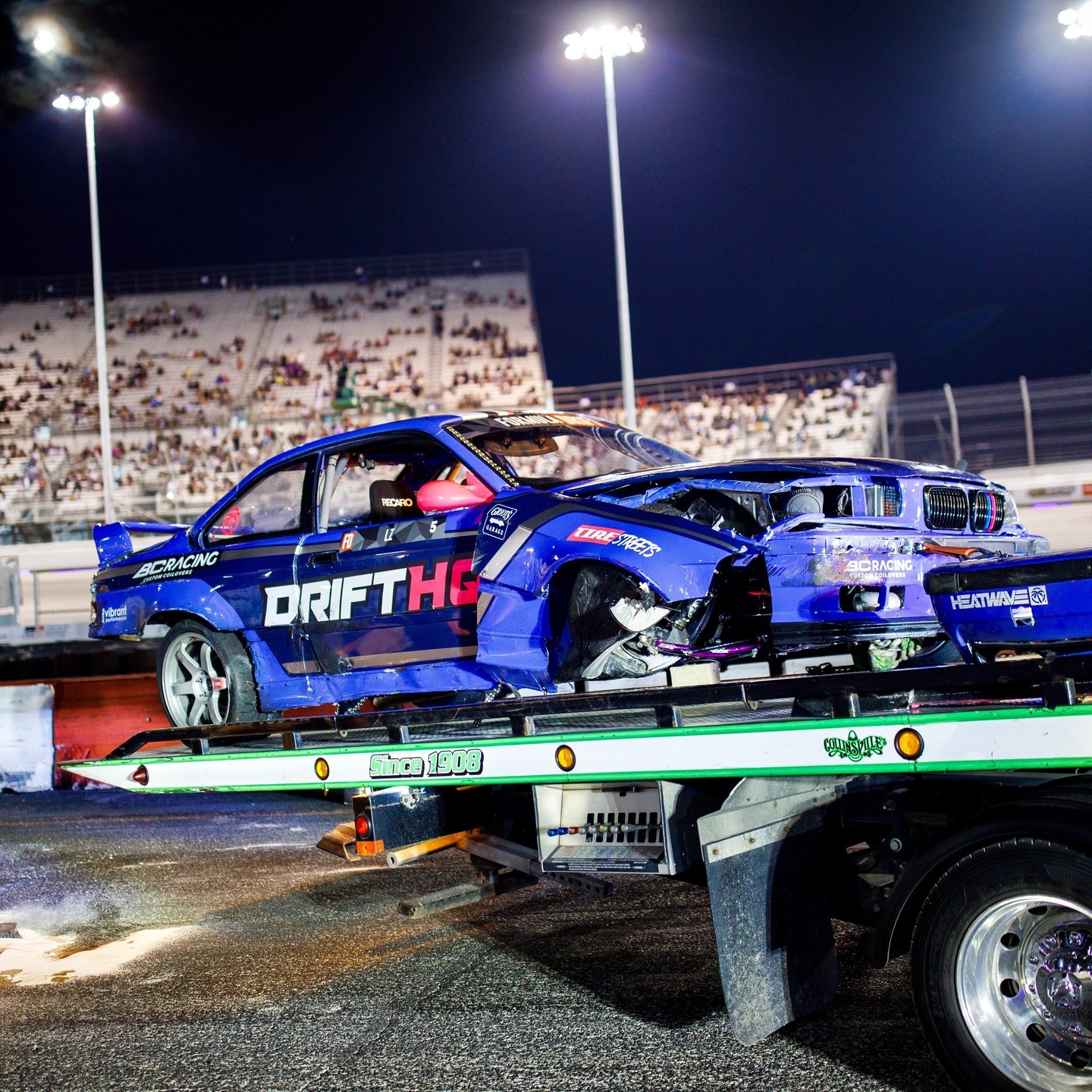 The state of @Adam_LZ's car after that crash in the Great 8 on Saturday