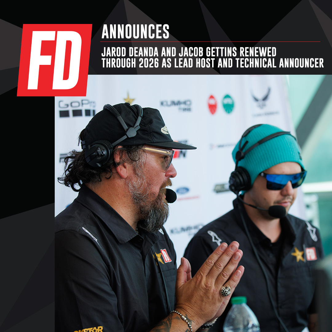 Lock it in — @JarodDeAnda and @Jako13 will continue to bring the energy and expertise as Lead Host and Technical Announcer through the 2025 and 2026 FD seasons. 🎙️