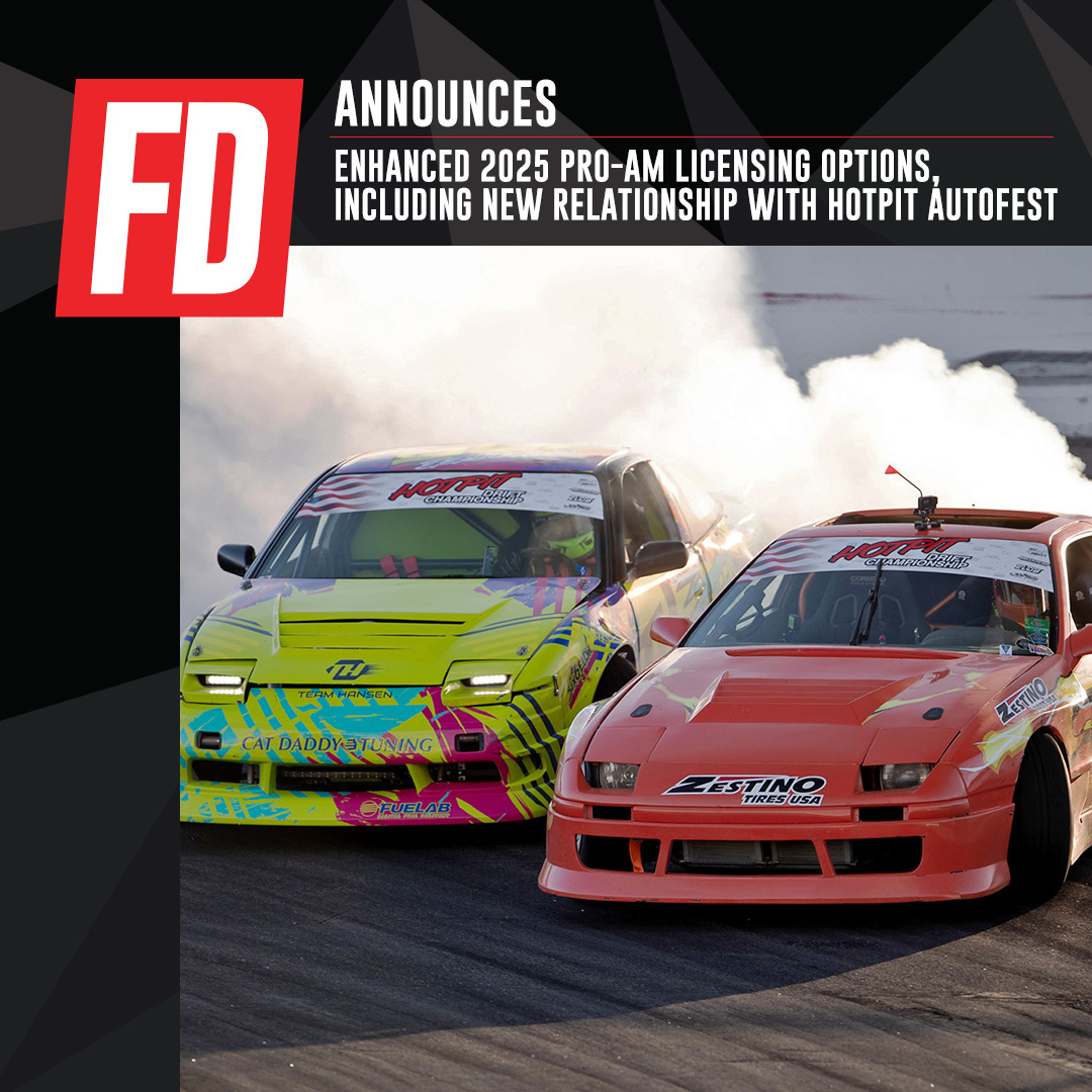 Formula DRIFT has expanded its 2025 licensing pathways to fast-track amateur drivers into the 2026 PRO and @Link_ECU PROSPEC Championships.

New routes include winning regional series (like @HOTPITAutofest, now offering a PRO license), securing two @Evg_Drift shootout victories, or earning nominations through Scouting Program partners such as @KlutchKickers, @Drift_Buffet_Official, and @DriftSchoolUSA.

Read more at formulad.com/news (link in bio)