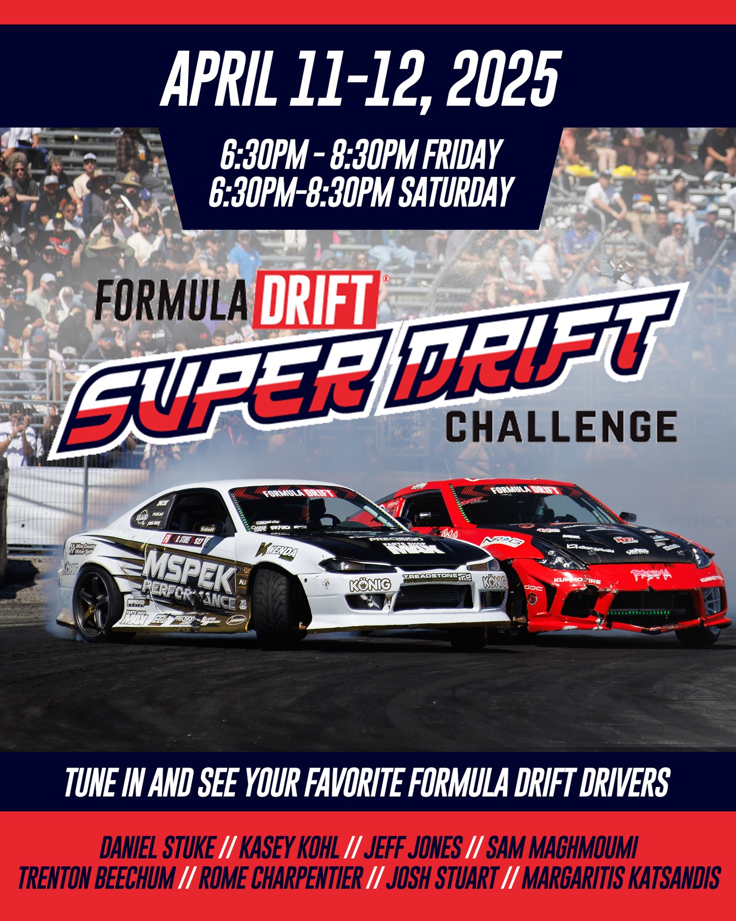 FD in Long Beach isn’t done yet — The Super Drift Challenge at the @GPLongBeach is back TOMORROW & Saturday! 

Tune in to exhibition Great 8 action, streamed live on the FD YouTube channel. See you at 6:30 PM PT both nights.